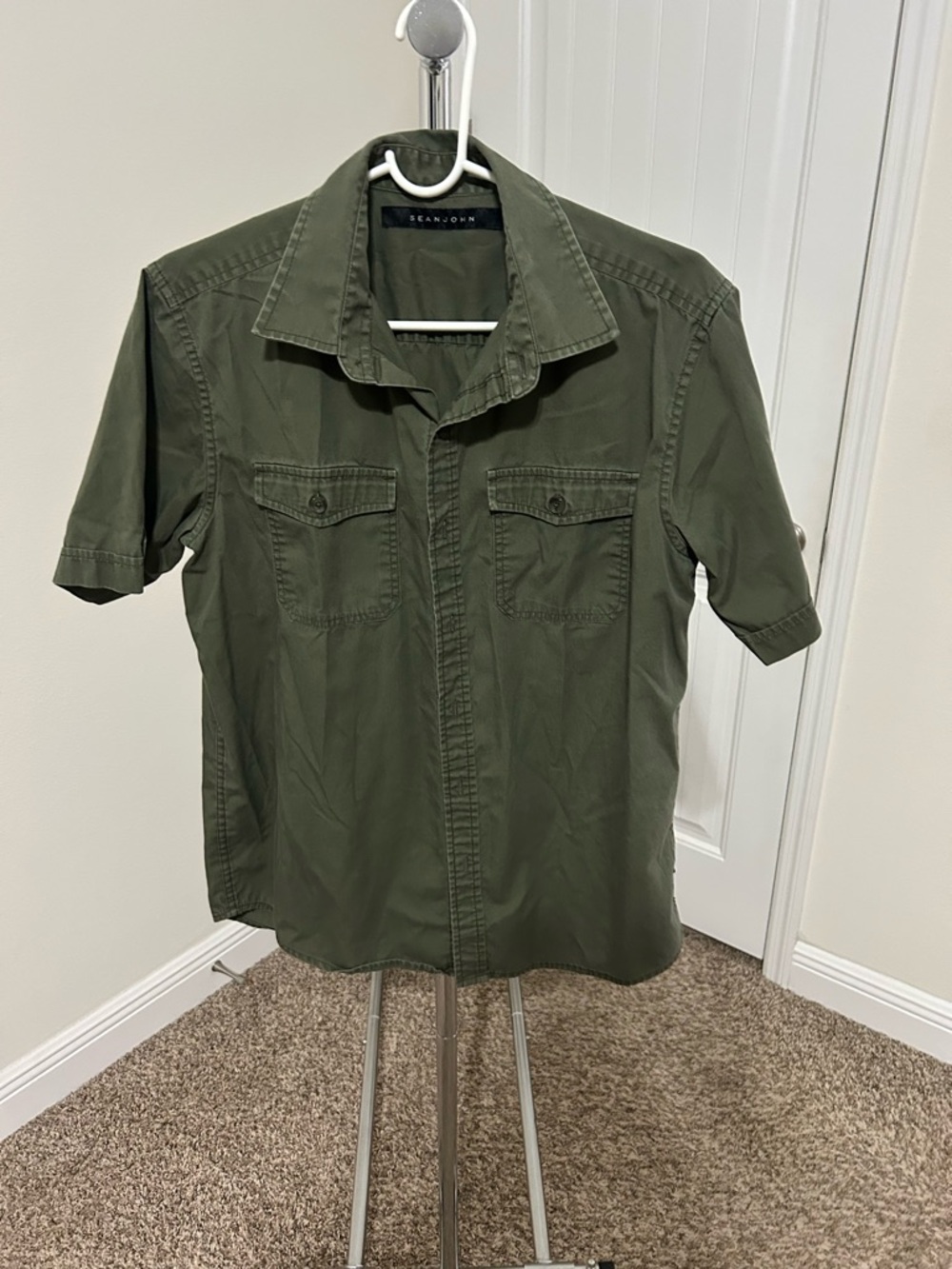 Sean John Olive Utility Short Sleeve Shirt